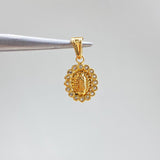 Dije Virgen Guadalupe 0.6gr / 1.5cm / Macizo Aureola Circones Blancos  Oro Amarillo &