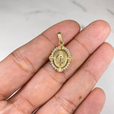 Dije Virgen Milagrosa 2.85gr / 2.5cm / Macizo Trinidad Circones Blancos  Oro Amarillo &