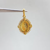 Dije Virgen Milagrosa 2.85gr / 2.5cm / Macizo Trinidad Circones Blancos  Oro Amarillo &