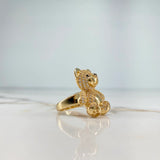 Anillo Oso 7.4gr / T6 1/2 / Circones Blancos Negros Oro Amarillo &