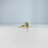 Anillo Solitario Halo 3.15gr / 5 3/4 / Circular Circones Blancos Verde Oro Amarillo &