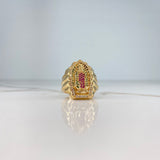 Anillo Virgen Guadalupe 13.25gr / 11 1/4 / Circones Blancos Fucsia Verde Oro Amarillo &