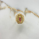 Anillo Virgen Guadalupe 13.25gr / 11 1/4 / Circones Blancos Fucsia Verde Oro Amarillo &