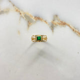 Anillo Solitario Lineas 1.6gr / T6 1/2 / Circon Verde Oro Amarillo &