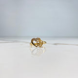 Anillo 15s Corazones 2.8gr / T7 1/4 / Circones Blancos Oro Amarillo &