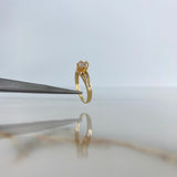 Anillo Solitario Mariposa 2.3gr / T5 3/4 / Circones Blancos Oro Amarillo &