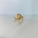 Anillo Solitario Girasol 4.6gr / T5 1/4 / Diamante 27pts Oro Amarillo (Joya) $