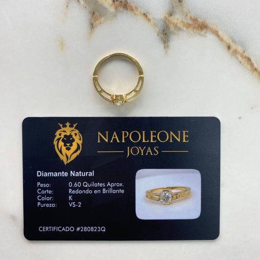 Anillo BV 3.68gr / T6 1/2 / Diamante 60pts Oro Amarillo (Joya Oferta) &