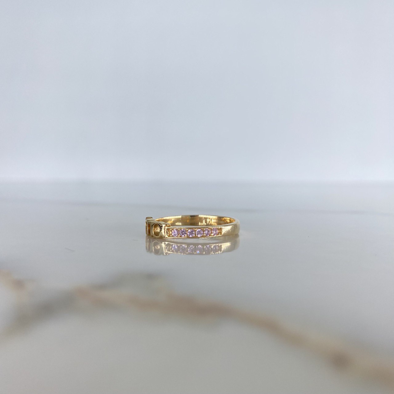 Anillo Amor 2.35gr / T7 1/2 / Circones Rosados Oro Amarillo &