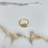 Anillo Tres Corazones 2.55gr / T7 1/4 / Circones Blancos Oro Amarillo &