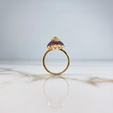 Anillo Oso 4.65gr / T7 3/4 / Circones Fucsias Negros Oro Amarillo &