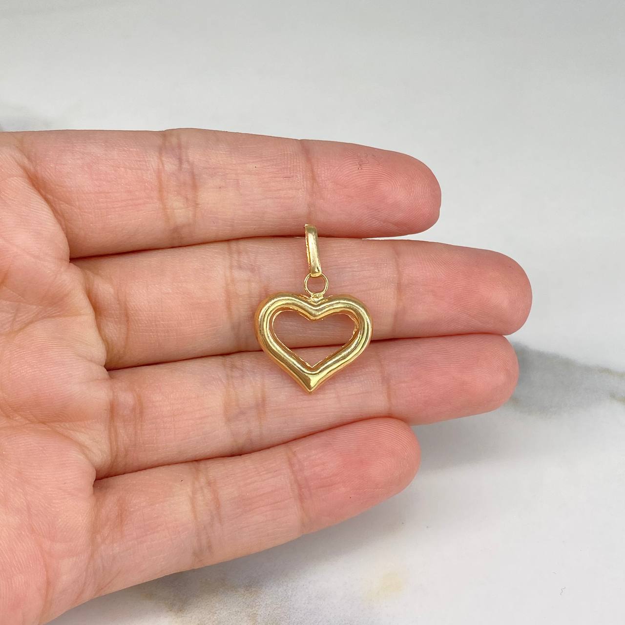 Dije Silueta Corazon 1.2gr / 2cm / Troquelado Oro Amarillo &