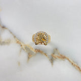 Anillo Herradura Caballo 5.85gr / T11 / Circones Blancos Oro Amarillo &