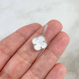 Dije Trebol VCyA 2gr / 2.3cm / Nacar Blanco Oro Blanco +4