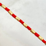 Pulsera Roja Cilindrica Separada 1.4gr / 2mm Diamantada 18 und Oro Amarillo ©