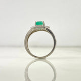 Solitario Marco Hexagonal T6 1/2 Anillo Esmeralda 93pts Circones Blancos Plata 925 (Joya)