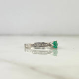 Solitario Medio T6 1/2 Anillo Esmeralda 33pts Circones Blancos Plata 925 (Joya)