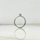 Solitario Medio T6 1/2 Anillo Esmeralda 33pts Circones Blancos Plata 925 (Joya)