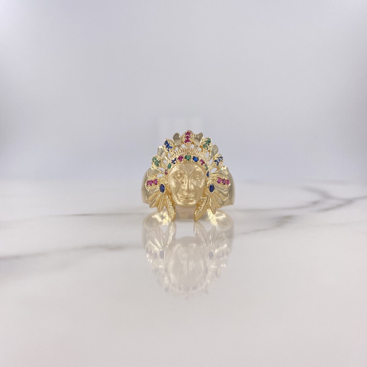 Anillo Indio 9.15gr / T11 / Circones Azules Verdes Fucsias Oro Amarillo $