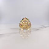 Anillo Indio 9.15gr / T11 / Circones Azules Verdes Fucsias Oro Amarillo $