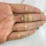 Dije Virgen Maria 0.7gr / 2cm / Troquelado Medalla Flor Oro Amarillo $