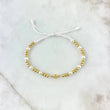 Pulsera Blanca Virgen Milagrosa Perlada 1.85gr / 3mm Bolas Lisas 30 und Oro Amarillo *