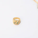 Anillo Buho 6.7gr / T6 3/4 / Texturizado Circones Blancos Verdes Oro Amarillo $