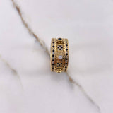 Anillo Mecanico Movimiento 17.3gr / T9 1/2 / Circones Blancos Negros Oro Amarillo $