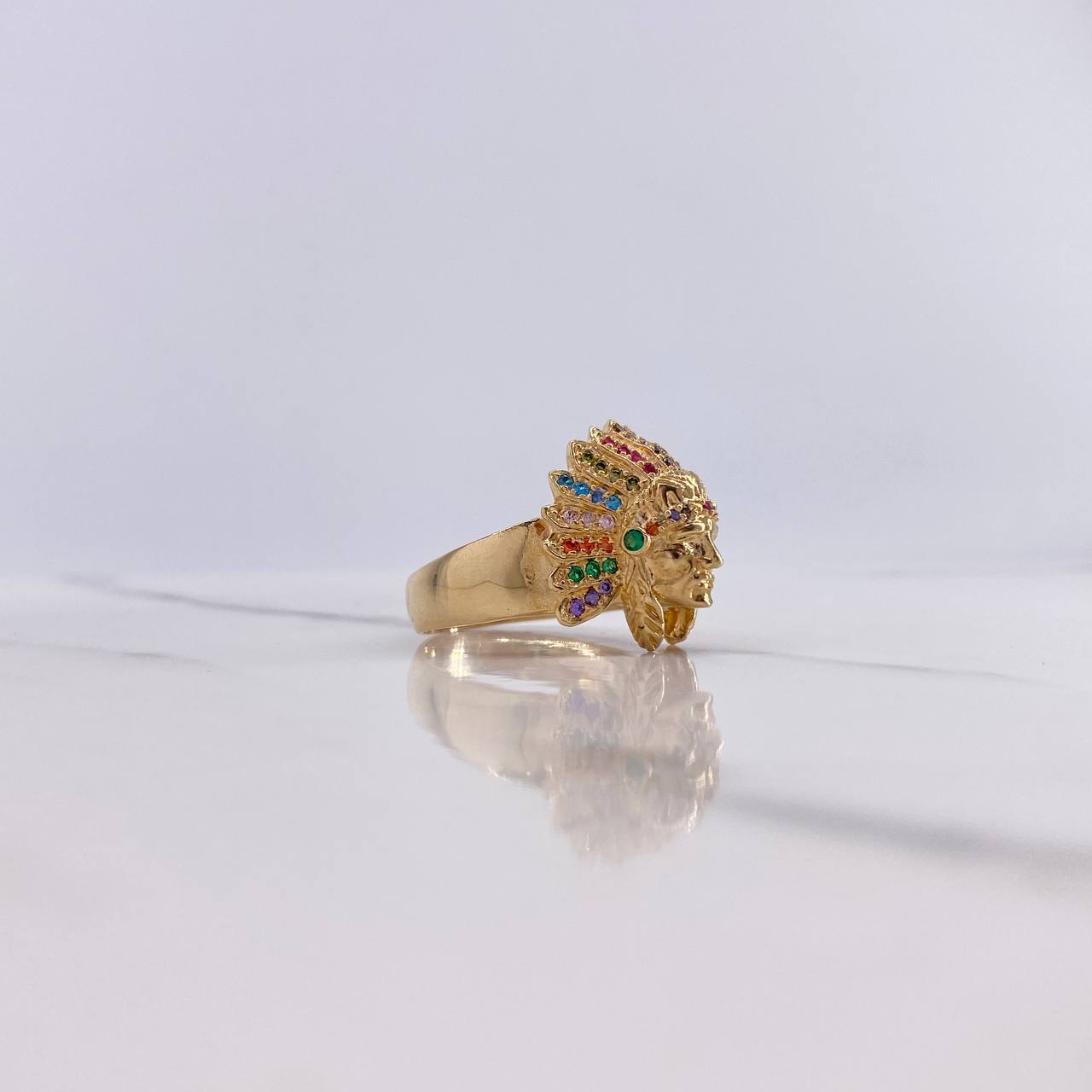 Anillo Rostro Indio 9.3gr / T10 / Circones Colores Oro Amarillo $