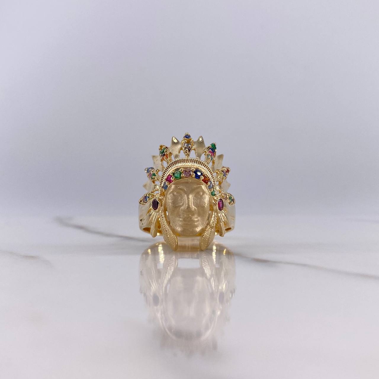 Anillo Indio 11.8gr / T10 1/4 / Circones Colores Oro Amarillo $