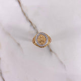 Anillo Sello Tridente 8gr / T9 1/2 / Circones Blancos Tres Oros $