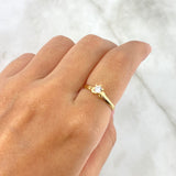 Anillo Solitario Corazones 1.65gr / T6 1/4 / Circon Blanco Oro Amarillo