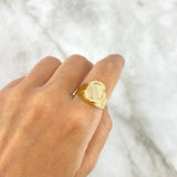 Anillo Sello 3.35gr / T9 1/2 / Ovalado Rayado Tres Oros