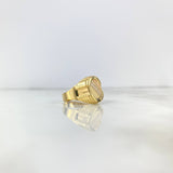 Anillo Sello 3.35gr / T9 1/2 / Ovalado Rayado Tres Oros