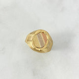 Anillo Sello 3.35gr / T9 1/4 / Ovalado Rayado Tres Oros