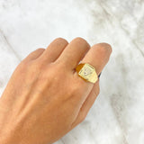 Anillo Corona RX 3.55gr / T10 1/2 / Rectangulo Texturizado Dos Oros Amarillo Blanco