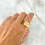 Anillo Sello 3gr / T12 1/4 / Rectangulo Rayado Tres Oros *