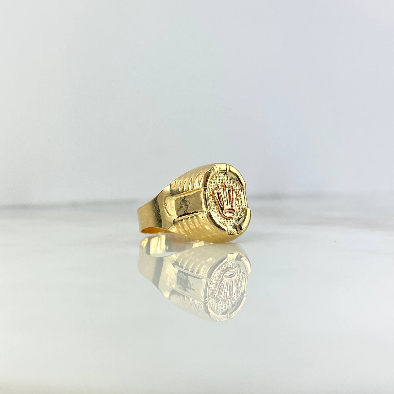 Anillo Corona RX 4.05gr / T10 1/2 / Ovalado Texturizado Dos Oros Amarillo Rosa