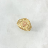 Anillo Corona RX 4.05gr / T10 1/2 / Ovalado Texturizado Dos Oros Amarillo Rosa