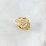 Anillo Corona RX 3.8gr / T10 1/2 / Ovalado Texturizado Dos Oros Amarillo Blanco