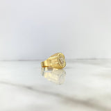 Anillo Corona RX 3.9gr / T81/4 / Ovalado Texturizado Dos Oros Amarillo Blanco