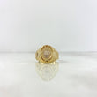 Anillo Corona RX 3.9gr / T81/4 / Ovalado Texturizado Dos Oros Amarillo Blanco