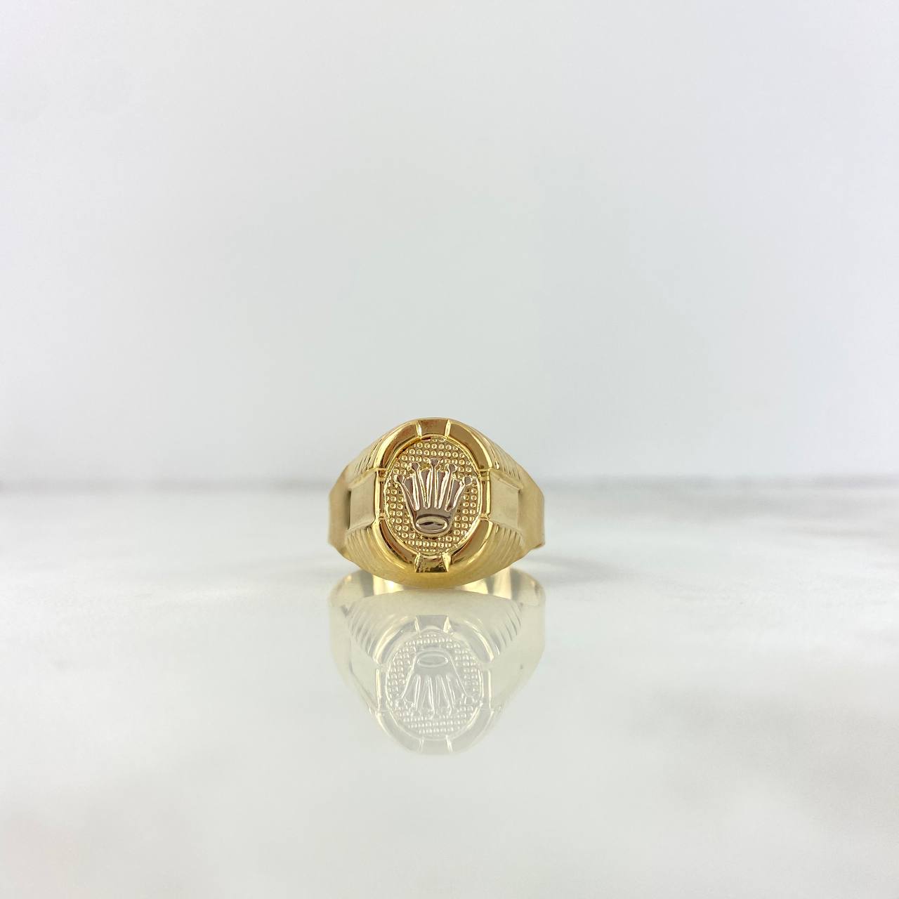 Anillo Corona RX 3.8gr / T10 1/2 / Ovalado Texturizado Dos Oros Amarillo Blanco