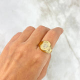 Anillo Corona RX 3.95gr / T11 / Ovalado Texturizado Dos Oros Amarillo Blanco