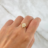 Anillo Corazon 15s 2.1gr / T6 3/4 / Circones Blancos Dos Oros Amarillo Blanco