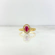 Anillo Halo Ovalado 2.45gr / T7 1/2 / Circon Fucsia Blancos Oro Amarillo