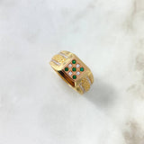 Anillo Cuadrado Texturizado Mosaico 8.35gr / T11 / Circones Blancos Dos Oros Amarillo Rosa *