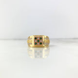 Anillo Cuadrado Texturizado Mosaico 8.35gr / T11 / Circones Blancos Dos Oros Amarillo Rosa *