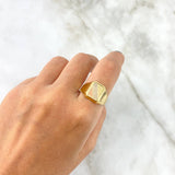 Anillo Sello 2.95gr / T10 / Rectangulo Rayado Tres Oros