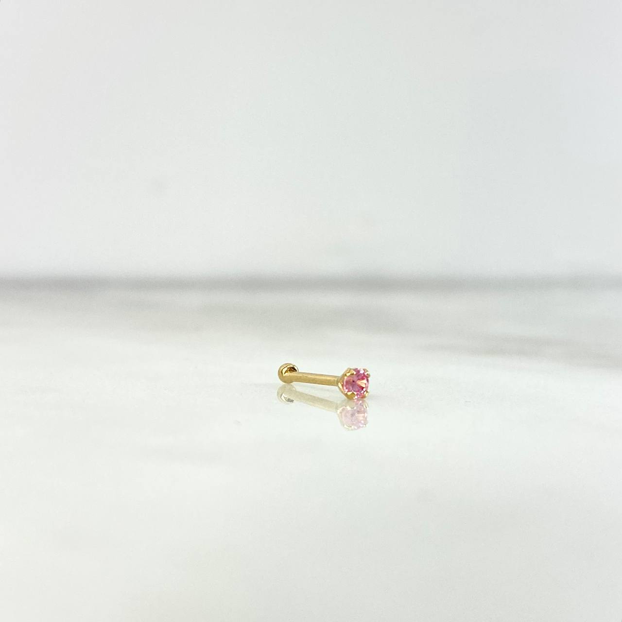 Piercing Chispa Fija 0.1gr / 1cm / Circon Rosa Oro Amarillo 18K (Joya)